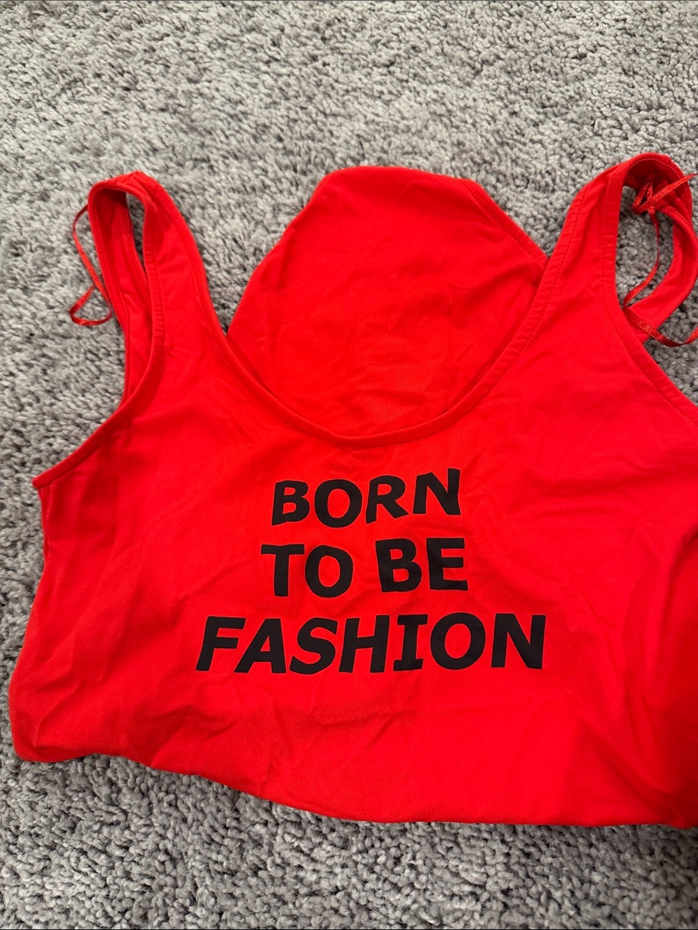 Zara Red One-Piece Swim with 'Born to Be Fashion' Graphic